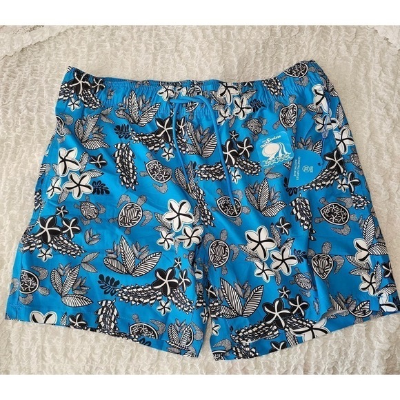 Mr. Swim Electric Blue Geo Turtles Pattern Swim Trunk XXL - Picture 4 of 4